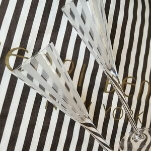 ❗Henri Bendel Clear Striped Champagne Flute Glass Set❗